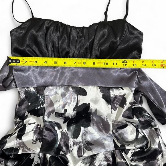 Y2K Vintage Ruby Rox Grunge Black Silver floral bubble hem mini dress | Size 5 - Picture 6 of 8